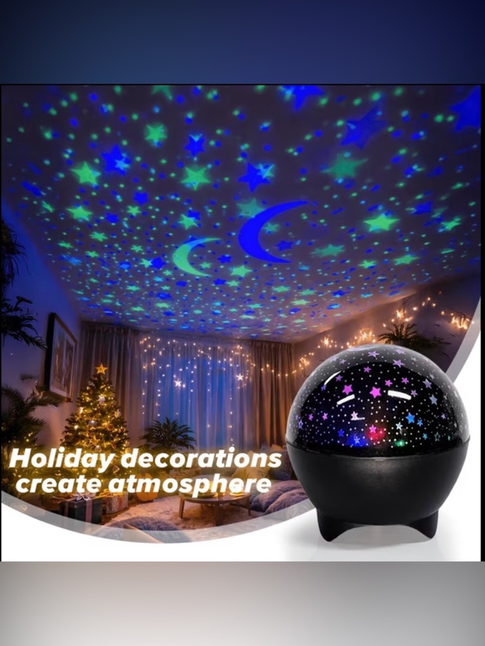 Starry Night Projector LED Lamp - Black, USB power cord NIB